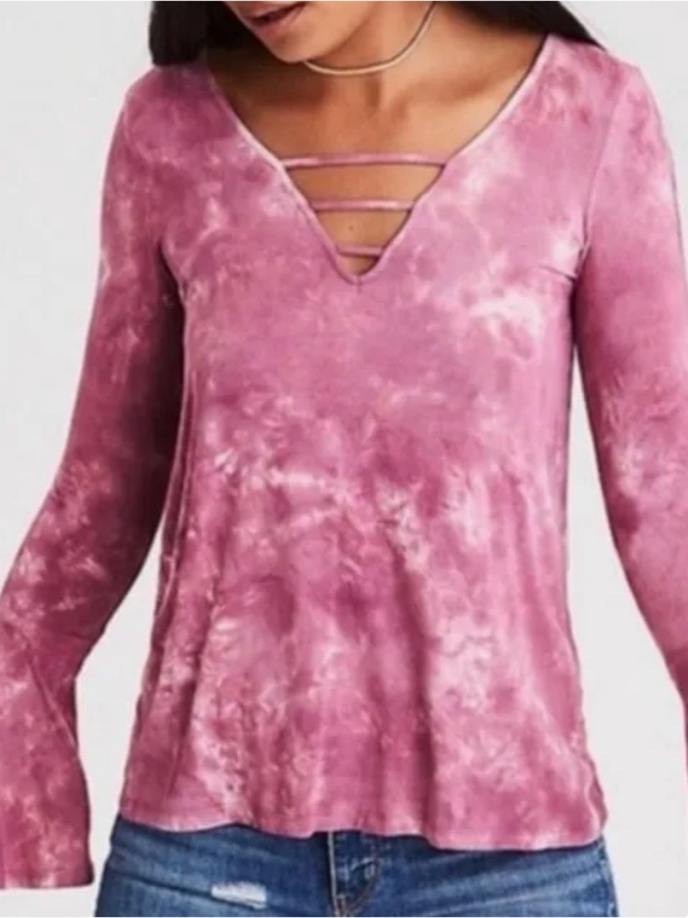American eagle soft & sexy tie dye pink long sleeve top